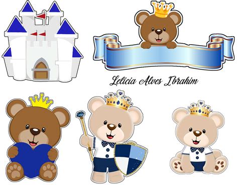 Topper Urso principe Desenho de urso Decoração urso principe