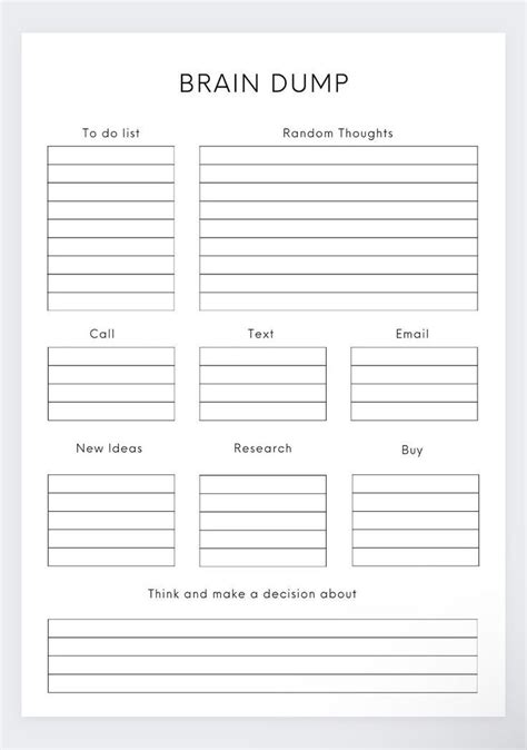 Brain Dump Worksheet Cute Free Printables Artofit