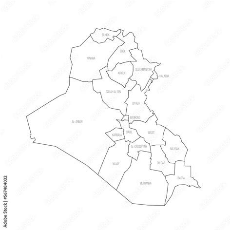 Iraq political map of administrative divisions Stock Vector | Adobe Stock