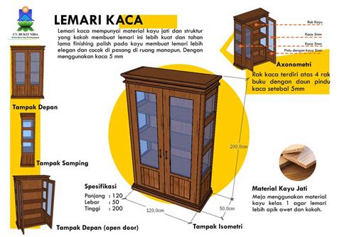 Lemari Kaca Kayu Jati