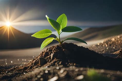 Una Planta Joven Que Crece En La Arena Foto Premium