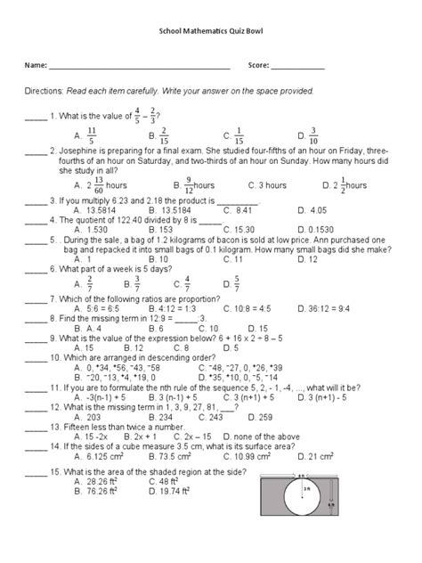 mATH QUIZ BOWL | PDF | Mathematics