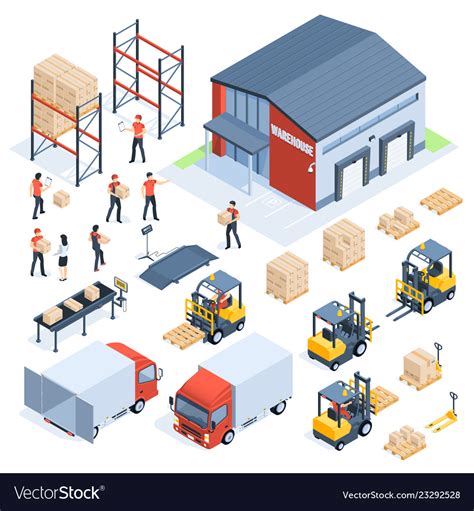 Isometric Warehouse Logistic Cargo Transport Vector Image