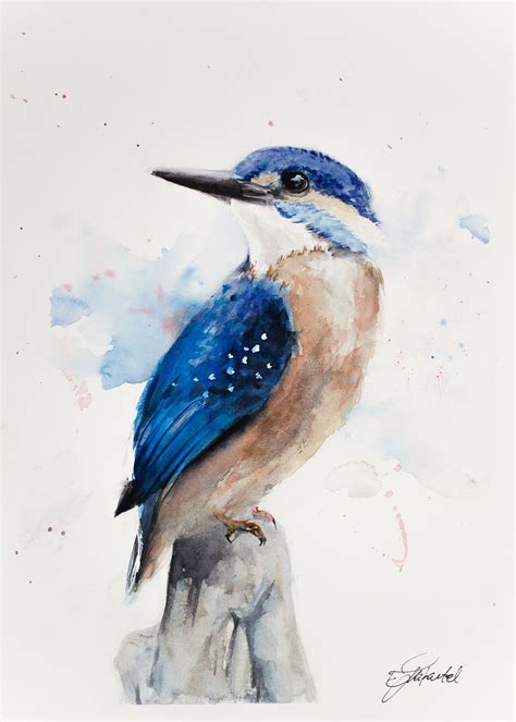 Watercolour Kingfisher Original Watercolour Painting Of Kingfisher