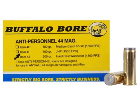 Buffalo Bore Anti Personnel 44 Remington Mag Ammo 200 Grain Wadcutter