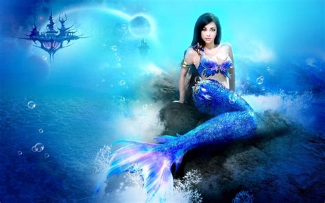 Blue Mermaid HD Outktop Wallpaper: Widescreen: haute définition: Fullscreen