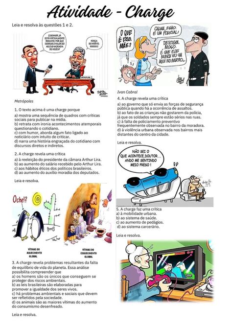 Atividade Sobre Charge 7 Ano - ATIVIDADE CHARGE | Exemplos de charge, Como produzir um texto ...