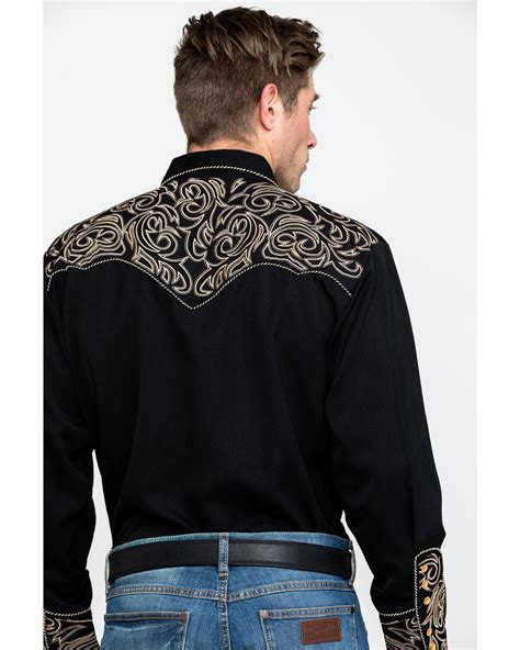 Scully Men S Embroidered Scroll Long Sleeve Snap Western Shirt