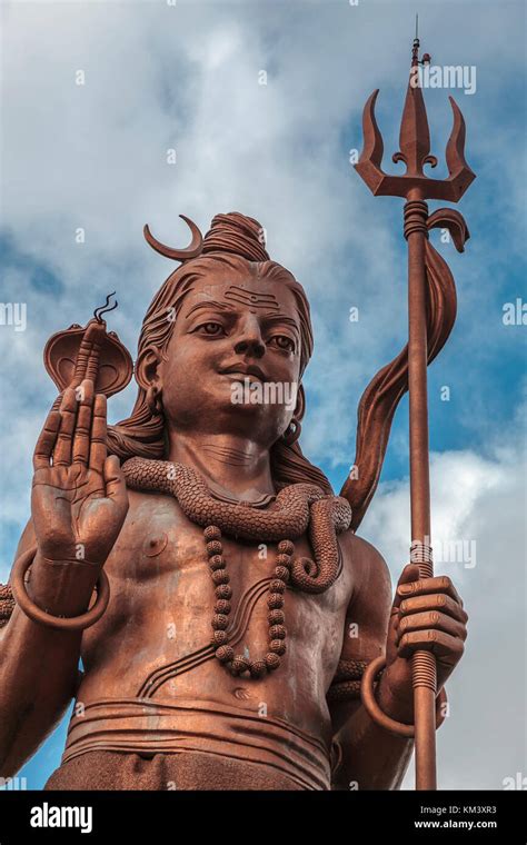 Giant Statue Of Hindu Divinity Lord Shiva At Ganga Talao Grand Bassin