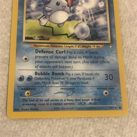 Pokemon Marill 66 111 Neo Genesis Card Vintage 2000 Nintendo Lightly