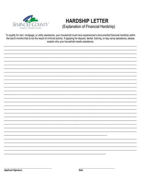 Free Printable Hardship Letter Example Pdf Word Financial And Immigration