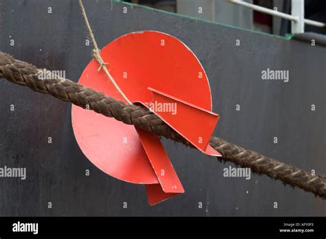 Rat Guard on mooring line of container ship Stock Photo - Alamy