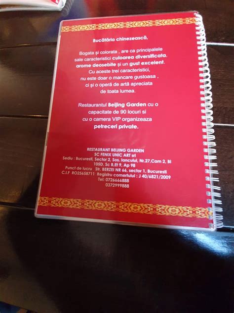 Menu At Beijing Garden Bucharest Strada Berzei 66