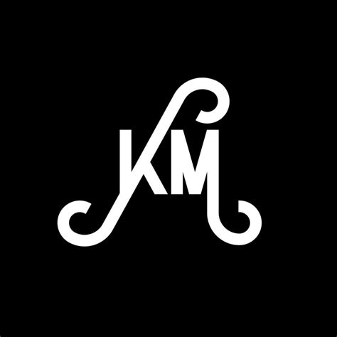 KM letter logo design on black background. KM creative initials letter ...