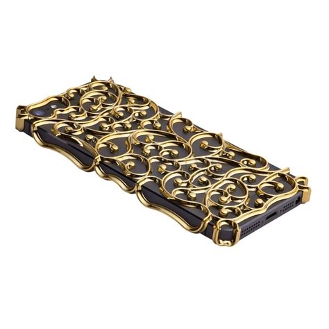 An Ornate Black And Gold Cell Phone Case