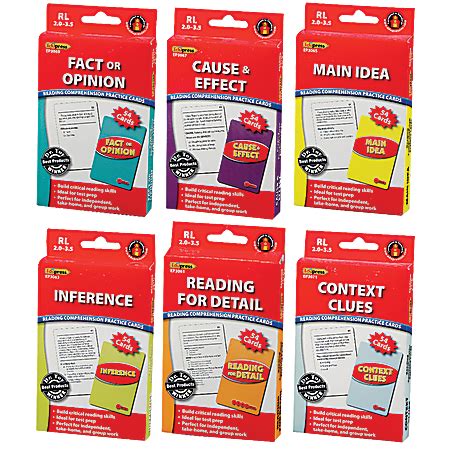 Edupress Reading Comprehension Practice Cards Red Level Grades 2 4 54