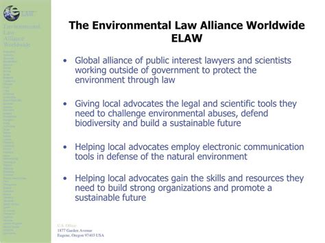 Ppt The Environmental Law Alliance Worldwide Elaw Powerpoint