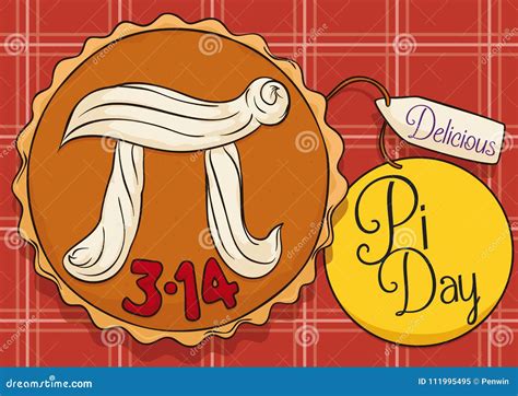 Delicious Pie Over Tablecloth And Labels To Celebrate Pi Day Vector