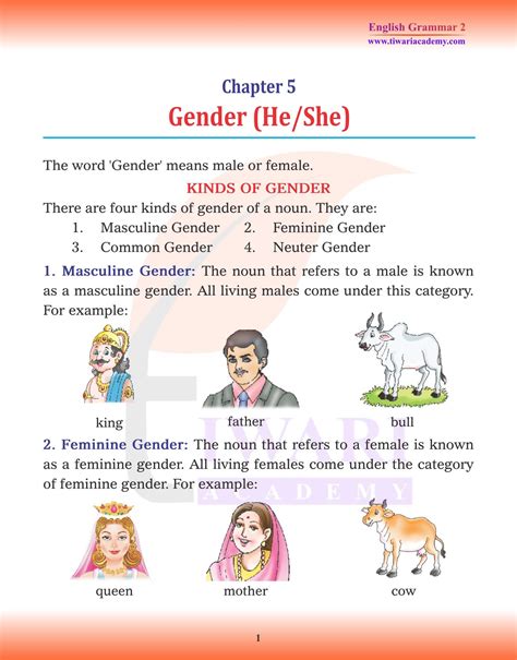 Class 2 English Grammar Chapter 5 Gender And Its Four Kinds