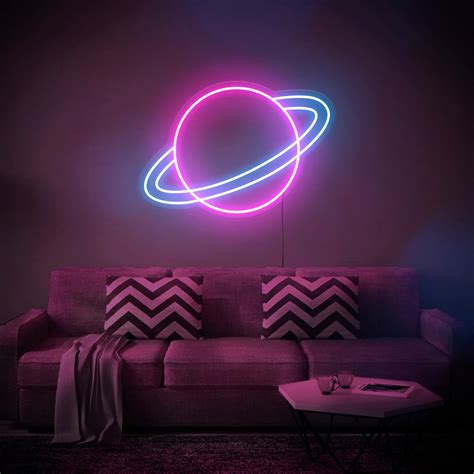 Saturn Planet LED Neon Sign Etsy