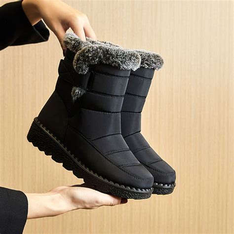 Ytry Womens Winter Snow Boots Soft Warm Lining Waterproof Slip On Snow Booties Outdoor Anti Slip