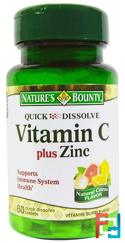 Vitamin C Plus Zinc Natural Citrus Flavor Nature S Bounty 60 Quick