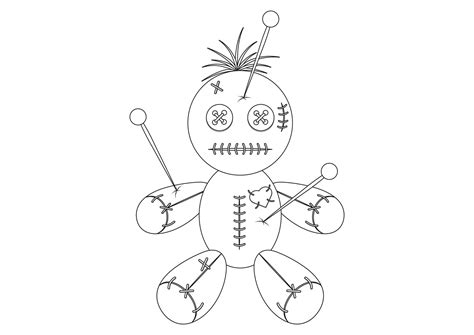 Black and white Voodoo doll with stitches and needles vector 29803054 ...