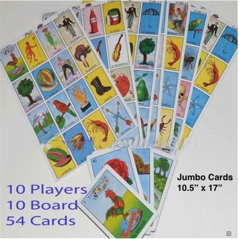 Loteria Mexican Jumbo Card Mexican Bingo 10 Big Boards 10 5x17 Inches T