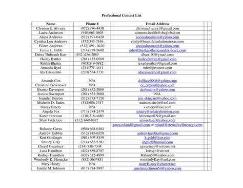 Free Printable Contact List Templates [Word, Excel, PDF] Editable