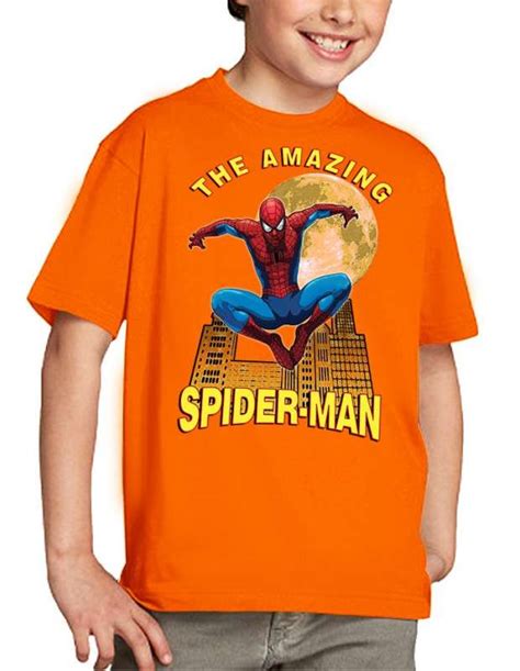 Camiseta Spider man niño modelo Moon color Naranja Mx Games