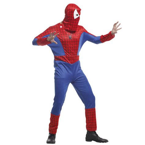 Adult Men Super Hero Cosplay Spidermen Clothing Jumpsuits Caps