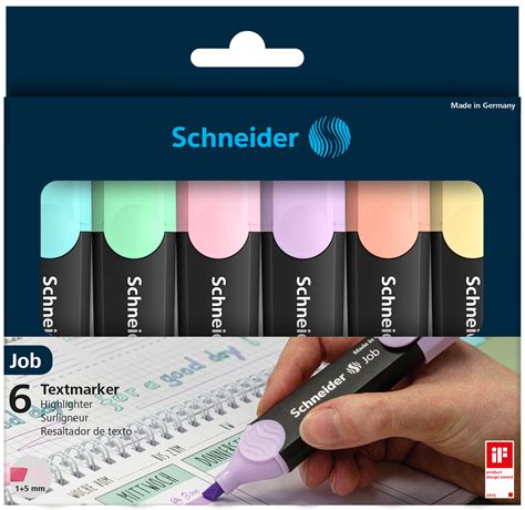 Schneider Job Pastel Pack De 6 Surligneurs Couleurs Assorties Pas