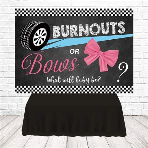 Buy Funnytree 7x5ft Burnouts Or Bows Gender Reveal Backdrop Boy Or Girl