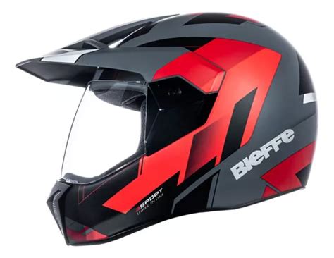 Capacete Para Moto Integral Bieffe 3 Sport Cinza Escuro E Vermelho