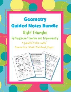 Geometry Guided Interactive Math Notebook Page Bundle Right Triangles