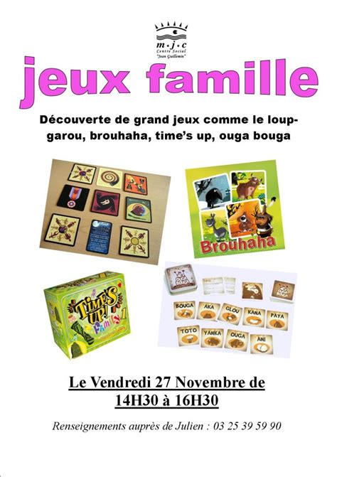 Affiche Jeux Famille Nov MJC Jean Guillemin Romilly Sur Seine