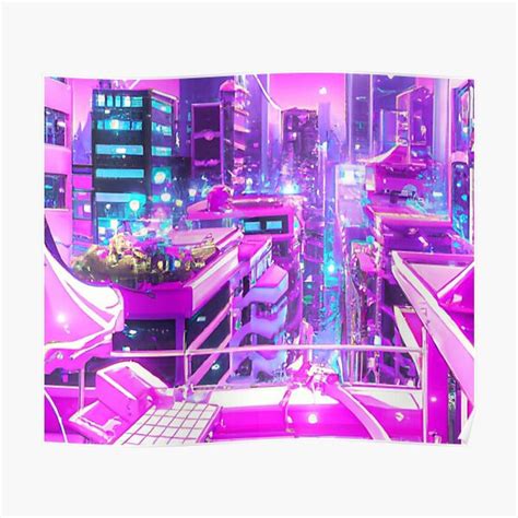 Amazing neon city anime landscape cyberpunk purpul night with AI art ...