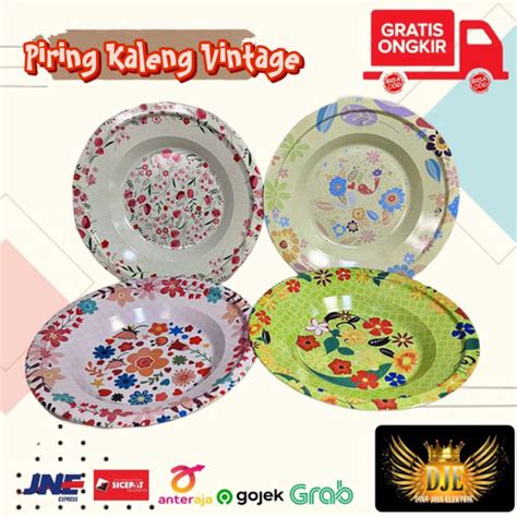 Jual Piring Seng Motif Vintage Cm Cm Piring Enamel Piring Kaleng