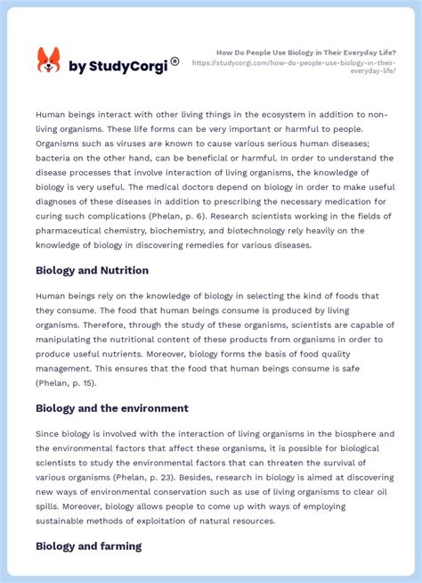 How Do People Use Biology In Their Everyday Life Free Essay Example