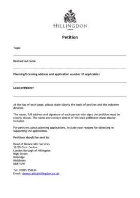 Fillable Online Hillingdon Gov Petitions Template London Borough Of