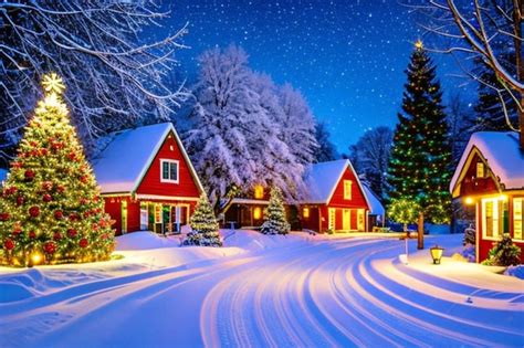 Hermoso paisaje navideño mágico Foto Premium