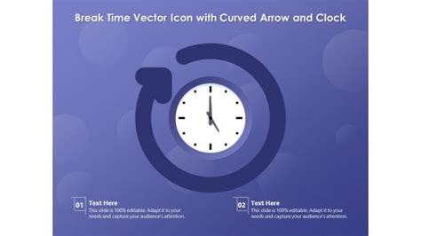 Break time vector icon with curved arrow and clock PowerPoint templates ...