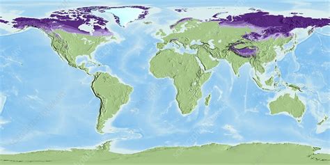 Global permafrost layers, satellite map - Stock Image - C038/6872 ...