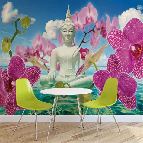 Fototapete Tapete Zen Blumen Orchideen Buddha Wasser Bei EuroPosters