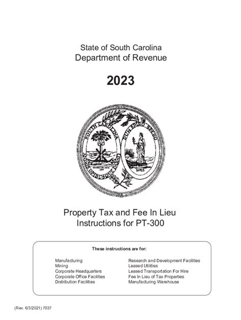 Fillable Online Property Tax And Fee In Lieu Instructions For PT 300