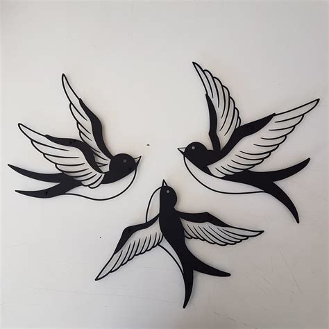 Swallow Metal Wall Art Set Birds Laser Cut Wall Decor Etsy