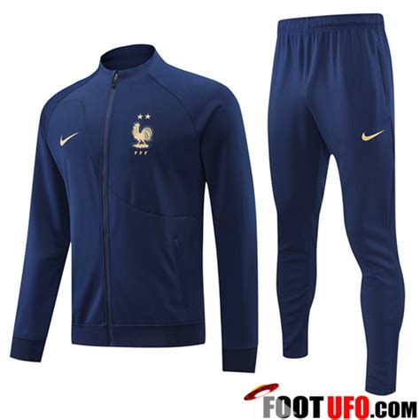 Vend Ensemble Survetement De Foot Veste France Bleu Marin 2022 2023