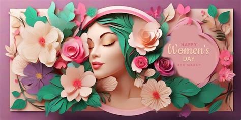 Decora Es Florais De Dia Das Mulheres Em Estilo De Arte Em Papel