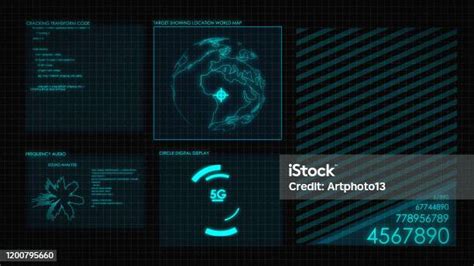 Grafik Hud Digital Layar 2d Antarmuka Pengguna Futuristik Bersinar Teks