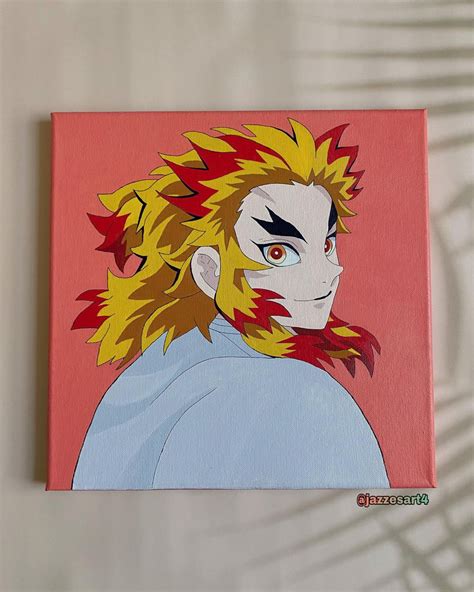 Instagram Jazzesart4 Anime Painting Rengoku Kimetsunoyaiba Canvas